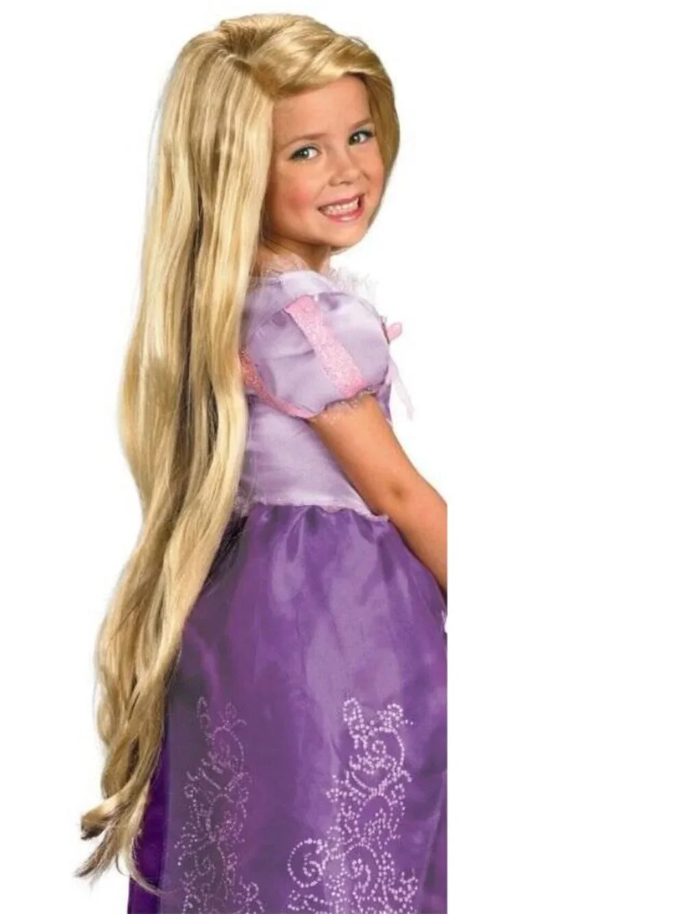 Princess Rapunzel & WIG 7/8 Halloween Costume Purple Dress Tangled Girls Disney